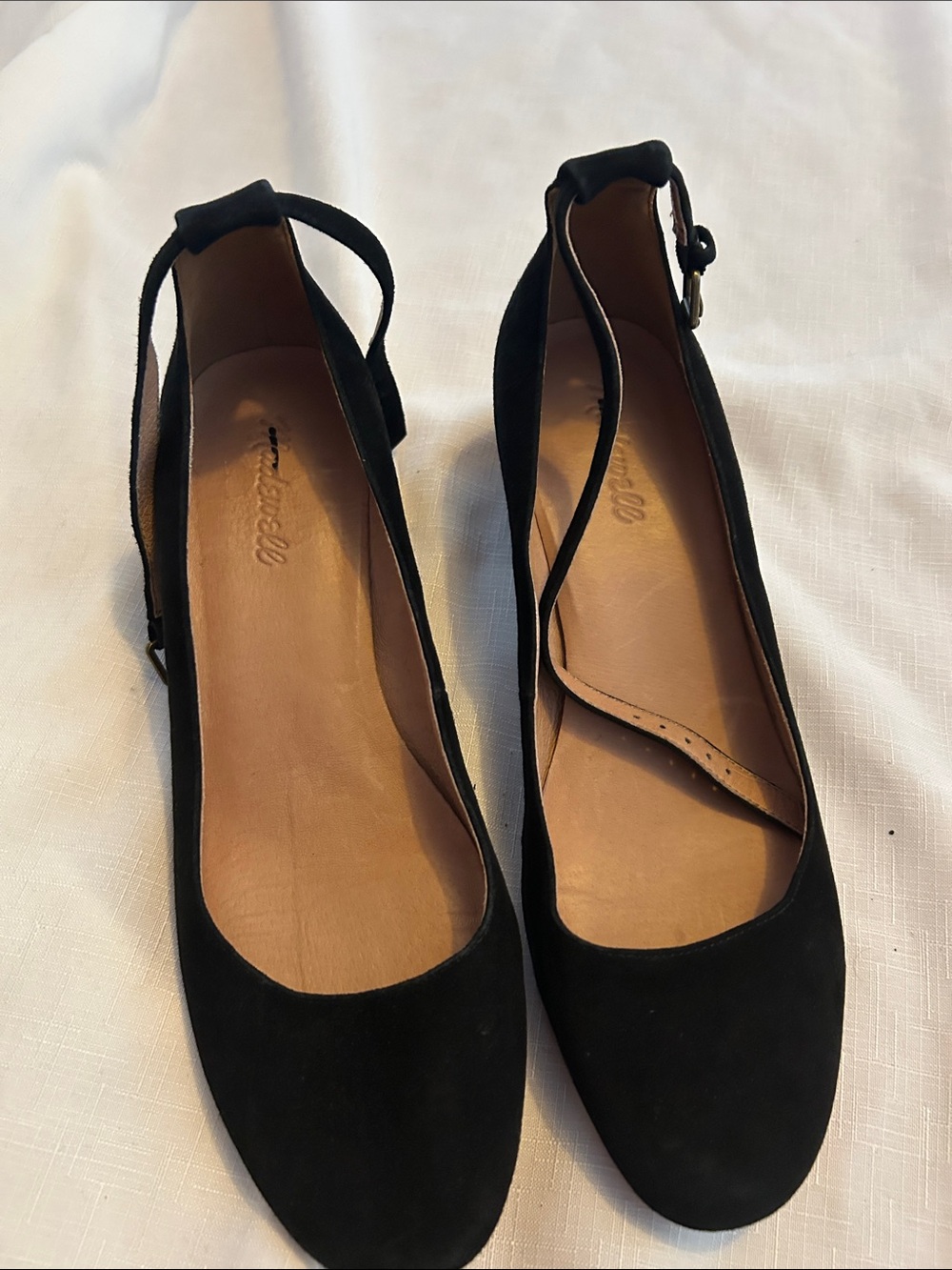 Madewell Black Suede Ankle-Strap Flats